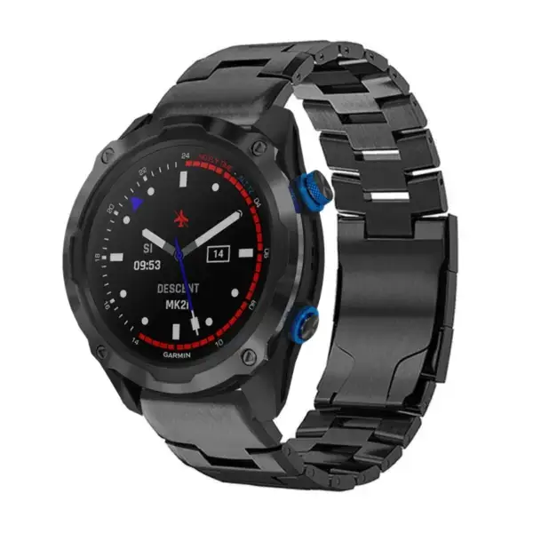 g.m14.mb Main Black StrapsCo Vented Titanium Bracelet for Garmin Descent Mk2i