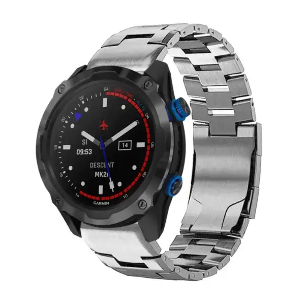 g.m14.ss Main Silver StrapsCo Vented Titanium Bracelet for Garmin Descent Mk2i
