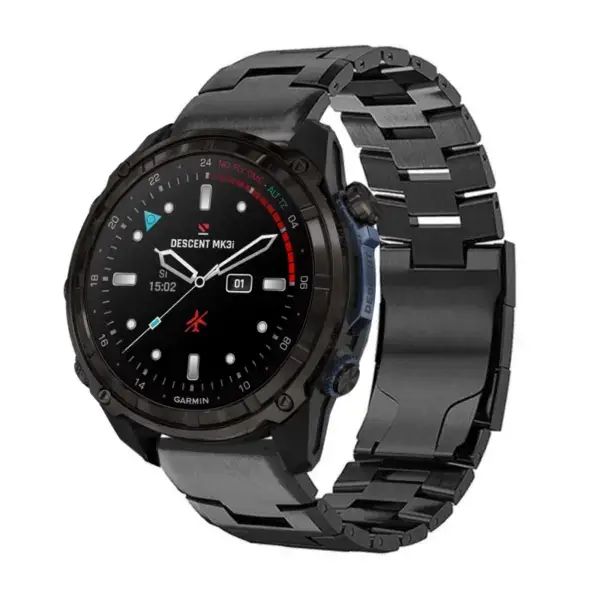 g.m14.mb Main Black StrapsCo Vented Titanium Bracelet for Garmin Descent Mk3i – 51mm