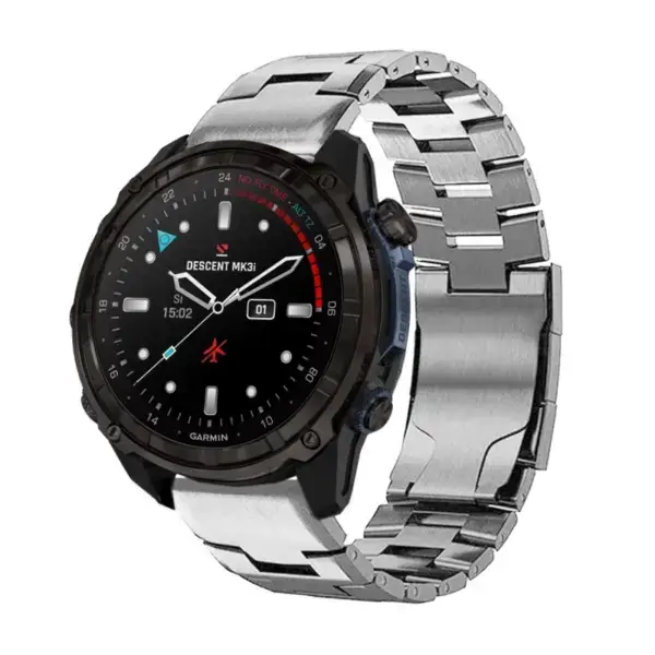 g.m14.ss Main Silver StrapsCo Vented Titanium Bracelet for Garmin Descent Mk3i – 51mm