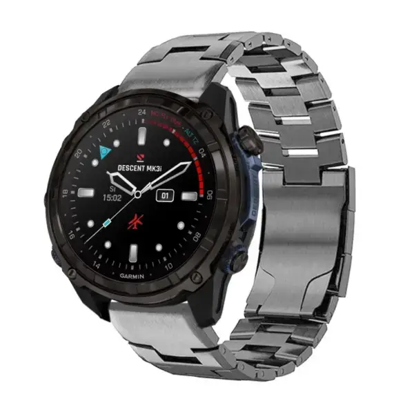 g.m14.gb Main Gunmetal StrapsCo Vented Titanium Bracelet for Garmin Descent Mk3i – 51mm