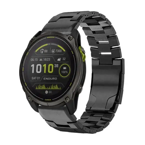 g.m14.mb Main Black StrapsCo Vented Titanium Bracelet for Garmin Enduro