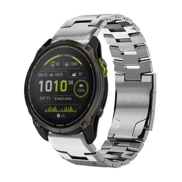 g.m14.ss Main Silver StrapsCo Vented Titanium Bracelet for Garmin Enduro