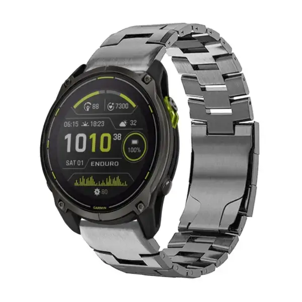 g.m14.gb Main Gunmetal StrapsCo Vented Titanium Bracelet for Garmin Enduro