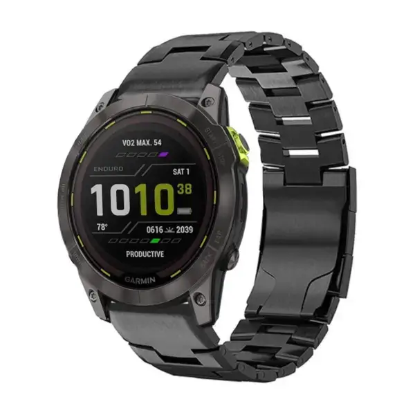 g.m14.mb Main Black StrapsCo Vented Titanium Bracelet for Garmin Enduro 2