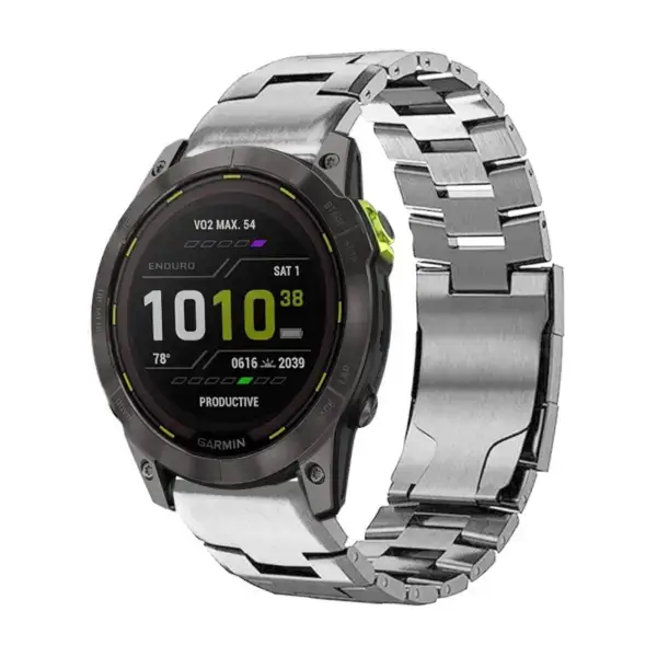 g.m14.ss Main Silver StrapsCo Vented Titanium Bracelet for Garmin Enduro 3