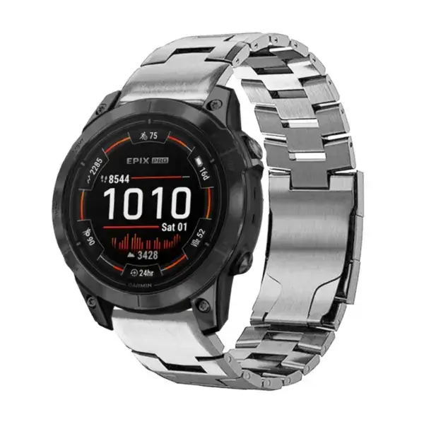 g.m14.ss Main Silver StrapsCo Vented Titanium Bracelet for Garmin Epix Pro – 47mm