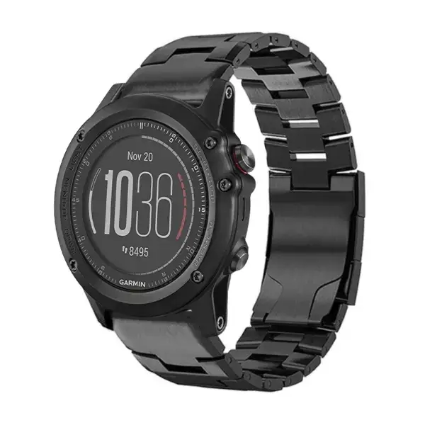 g.m14.mb Main Black StrapsCo Vented Titanium Bracelet for Garmin Fenix 3 & 3 HR