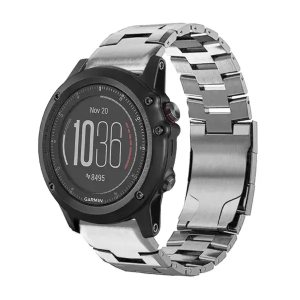 g.m14.ss Main Silver StrapsCo Vented Titanium Bracelet for Garmin Fenix 3 & 3 HR