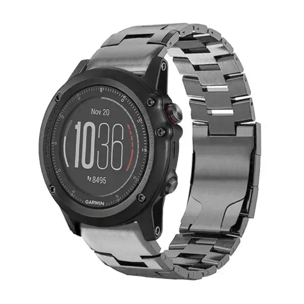 g.m14.gb Main Gunmetal StrapsCo Vented Titanium Bracelet for Garmin Fenix 3 & 3 HR