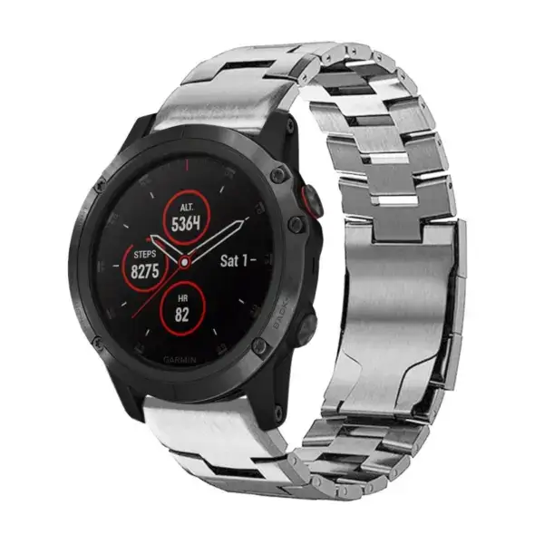 g.m14.ss Main Silver StrapsCo Vented Titanium Bracelet for Garmin Fenix 5 & Fenix 5 Plus