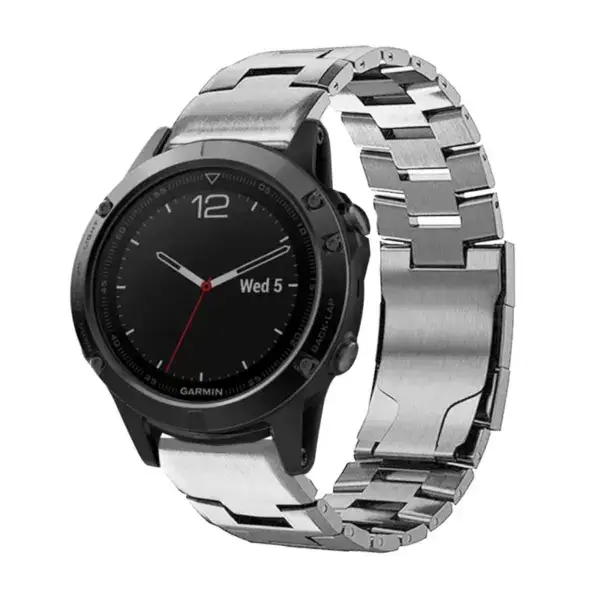 g.m14.ss Main Silver StrapsCo Vented Titanium Bracelet for Garmin Fenix 5X & 5X Plus