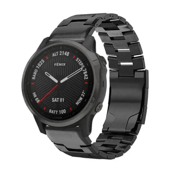 g.m14.mb Main Black StrapsCo Vented Titanium Bracelet for Garmin Fenix 6