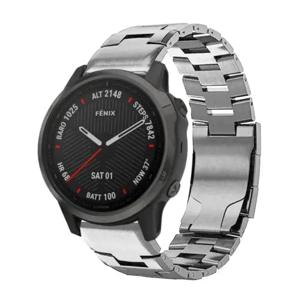 g.m14.ss Main Silver StrapsCo Vented Titanium Bracelet for Garmin Fenix 6