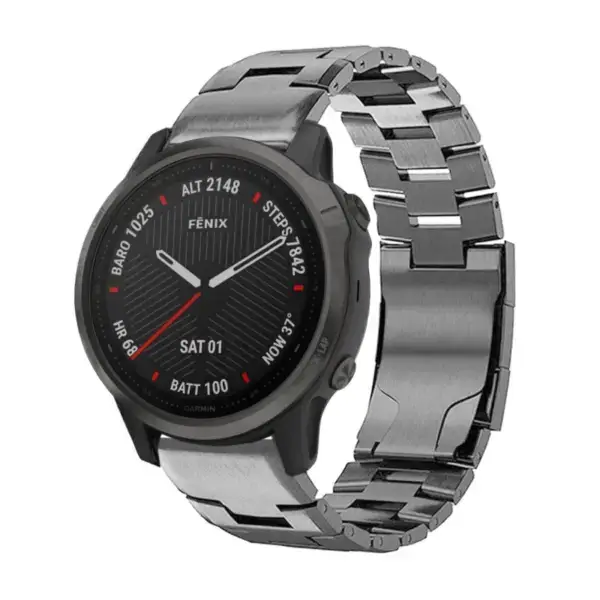 g.m14.gb Main Gunmetal StrapsCo Vented Titanium Bracelet for Garmin Fenix 6