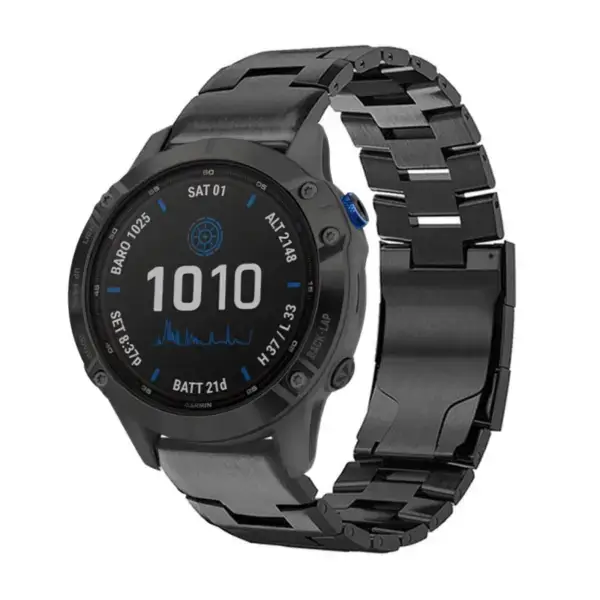 g.m14.mb Main Black StrapsCo Vented Titanium Bracelet for Garmin Fenix 6X