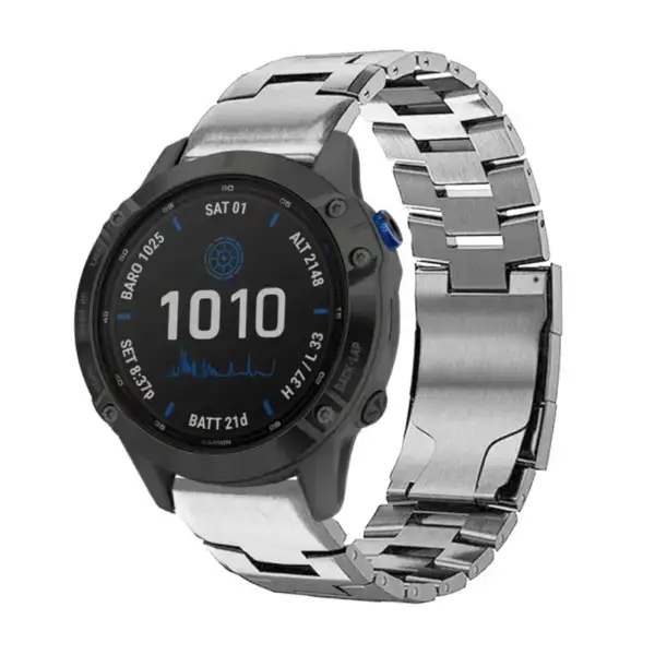 g.m14.ss Main Silver StrapsCo Vented Titanium Bracelet for Garmin Fenix 6X