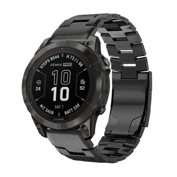 g.m14.mb Main Black StrapsCo Vented Titanium Bracelet for Garmin Fenix 7 & 7 Pro
