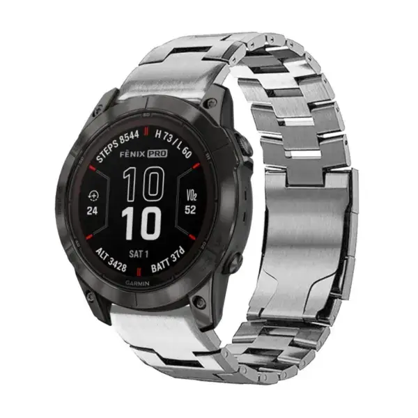 g.m14.ss Main Silver StrapsCo Vented Titanium Bracelet for Garmin Fenix 7X & 7X Pro
