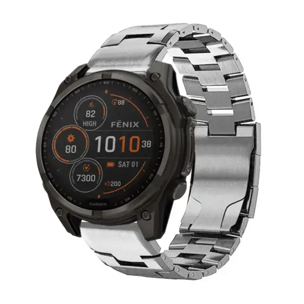 g.m14.ss Main Silver StrapsCo Vented Titanium Bracelet for Garmin Fenix 8 & 8 Pro – 47mm