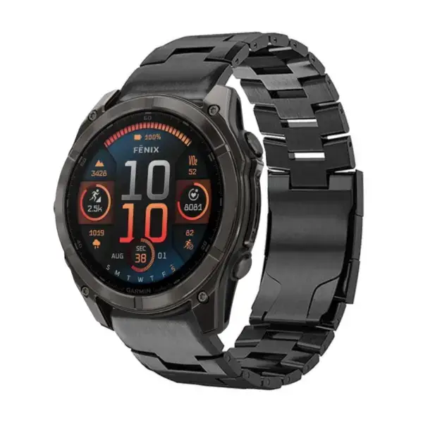 g.m14.mb Main Black StrapsCo Vented Titanium Bracelet for Garmin Fenix 8 & 8 Pro – 51mm