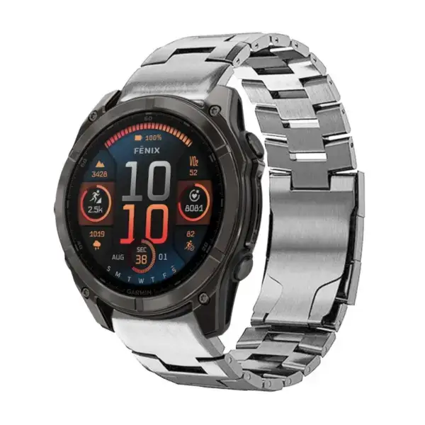 g.m14.ss Main Silver StrapsCo Vented Titanium Bracelet for Garmin Fenix 8 & 8 Pro – 51mm