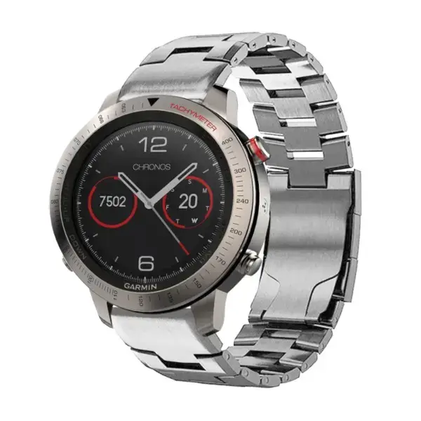g.m14.ss Main Silver StrapsCo Vented Titanium Bracelet for Garmin Fenix Chronos