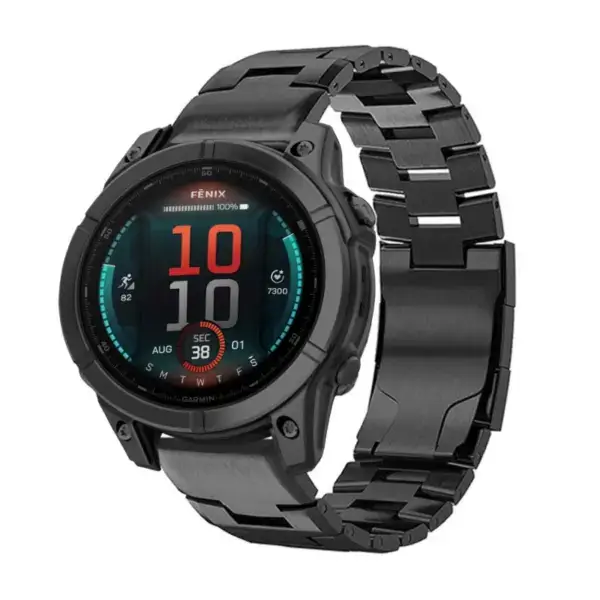 g.m14.mb Main Black StrapsCo Vented Titanium Bracelet for Garmin Fenix E