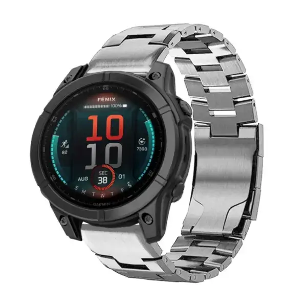 g.m14.ss Main Silver StrapsCo Vented Titanium Bracelet for Garmin Fenix E