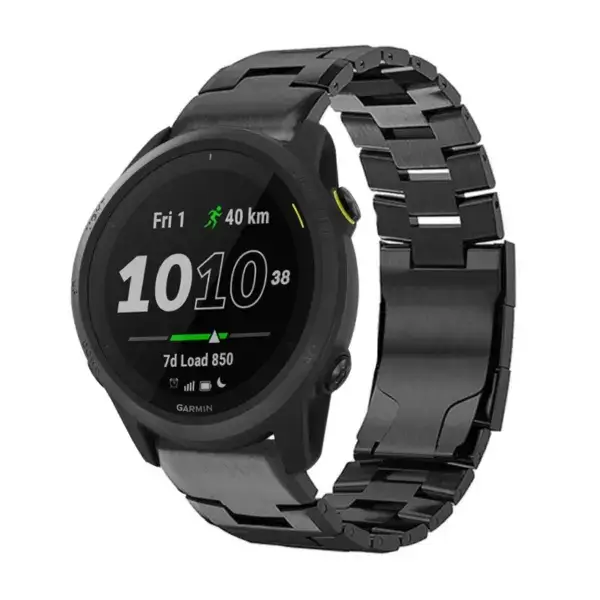g.m14.mb Main Black StrapsCo Vented Titanium Bracelet for Garmin Forerunner 745