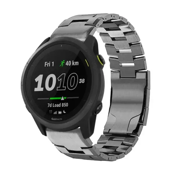 g.m14.gb Main Gunmetal StrapsCo Vented Titanium Bracelet for Garmin Forerunner 745