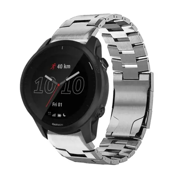 g.m14.ss Main Silver StrapsCo Vented Titanium Bracelet for Garmin Forerunner 945