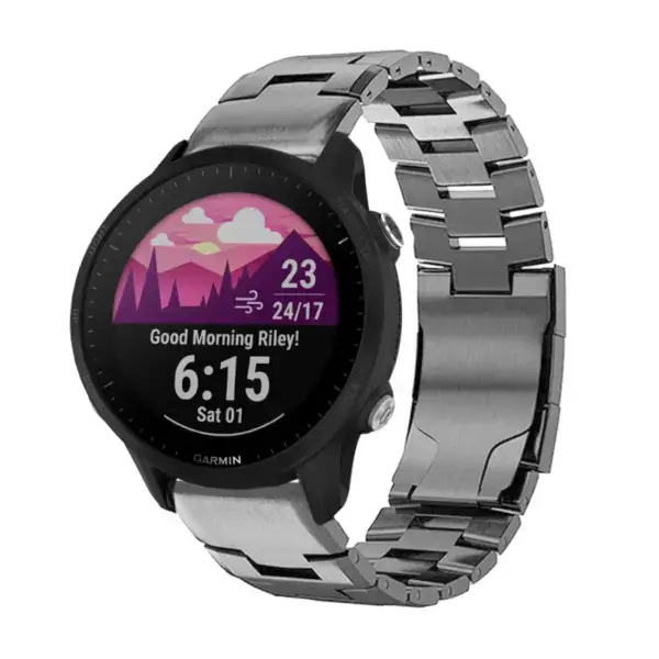 g.m14.gb Main Gunmetal StrapsCo Vented Titanium Bracelet for Garmin Forerunner 955