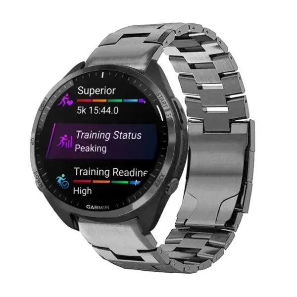 g.m14.gb Main Gunmetal StrapsCo Vented Titanium Bracelet for Garmin Forerunner 965