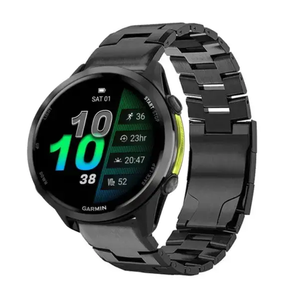 g.m14.mb Main Black StrapsCo Vented Titanium Bracelet for Garmin Forerunner 970