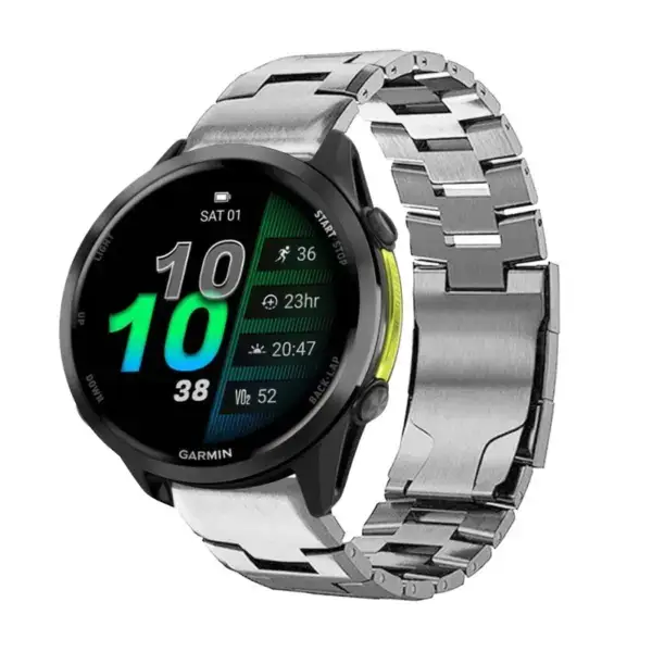 g.m14.ss Main Silver StrapsCo Vented Titanium Bracelet for Garmin Forerunner 970