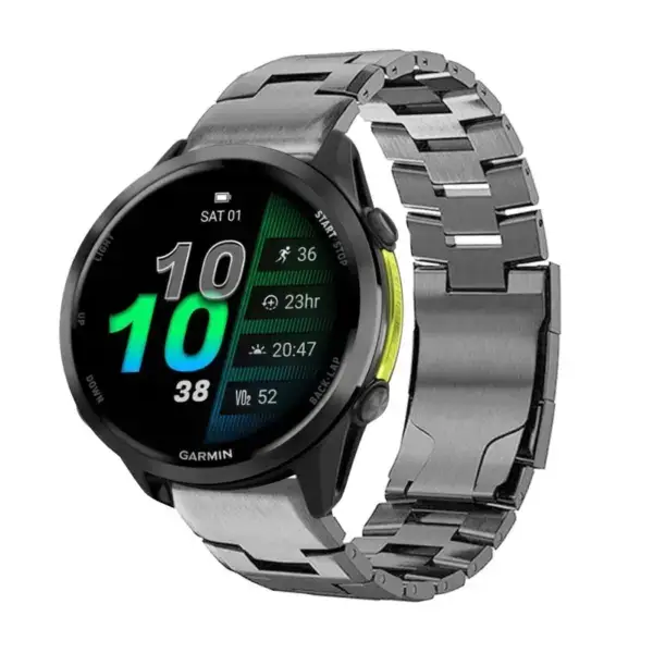 g.m14.gb Main Gunmetal StrapsCo Vented Titanium Bracelet for Garmin Forerunner 970