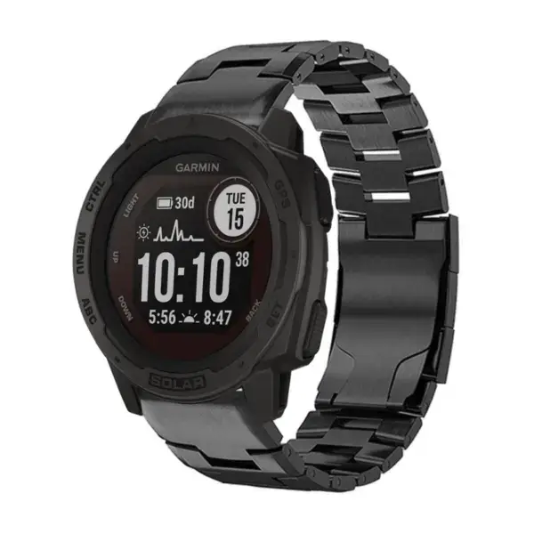 g.m14.mb Main Black StrapsCo Vented Titanium Bracelet for Garmin Instinct