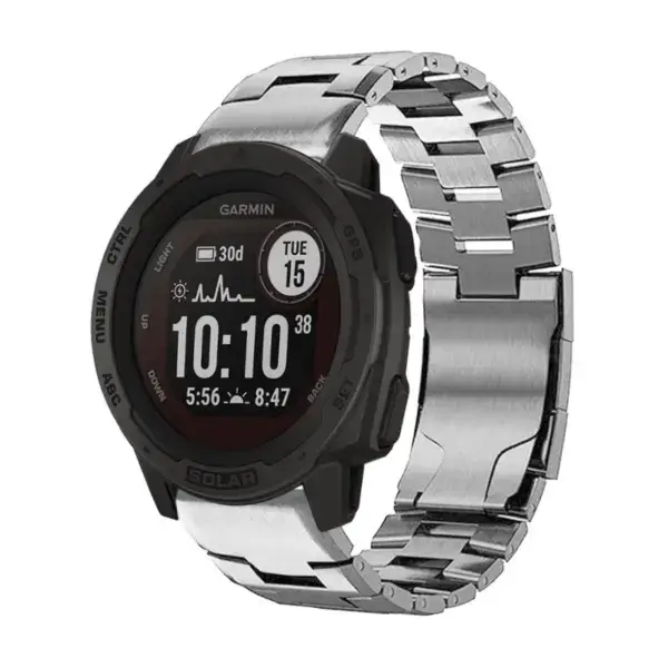 g.m14.ss Main Silver StrapsCo Vented Titanium Bracelet for Garmin Instinct