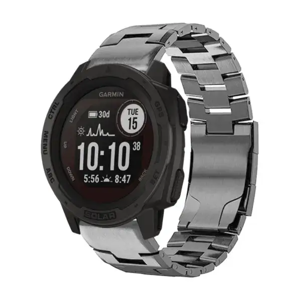 g.m14.gb Main Gunmetal StrapsCo Vented Titanium Bracelet for Garmin Instinct