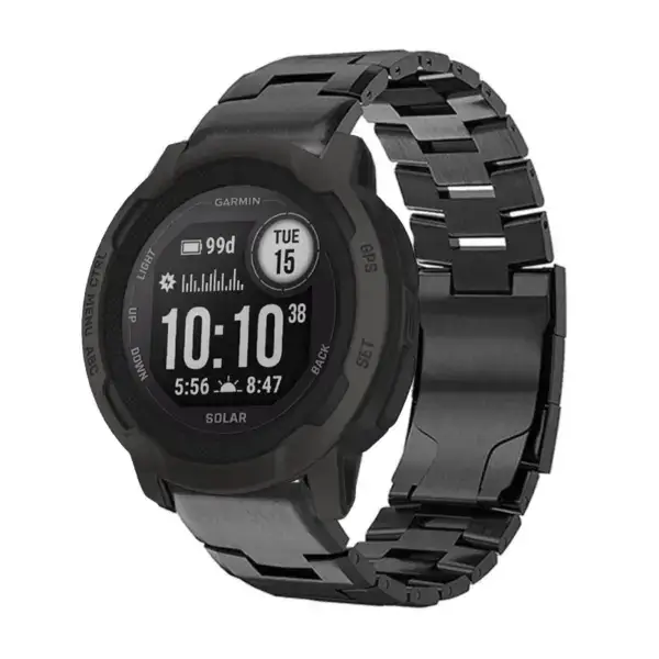 g.m14.mb Main Black StrapsCo Vented Titanium Bracelet for Garmin Instinct 2