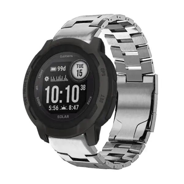 g.m14.ss Main Silver StrapsCo Vented Titanium Bracelet for Garmin Instinct 2