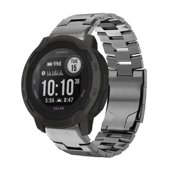 g.m14.gb Main Gunmetal StrapsCo Vented Titanium Bracelet for Garmin Instinct 2