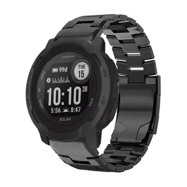 g.m14.mb Main Black StrapsCo Vented Titanium Bracelet for Garmin Instinct 2X