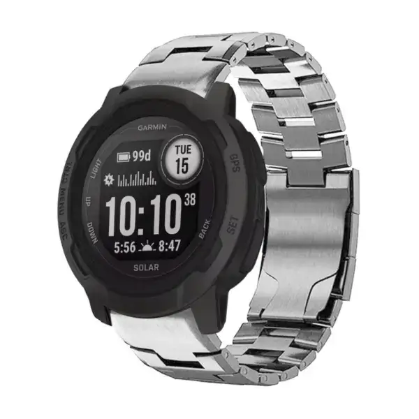 g.m14.ss Main Silver StrapsCo Vented Titanium Bracelet for Garmin Instinct 2X