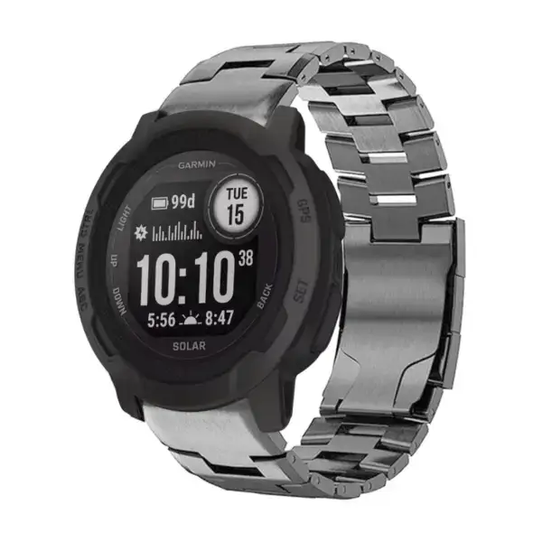 g.m14.gb Main Gunmetal StrapsCo Vented Titanium Bracelet for Garmin Instinct 2X