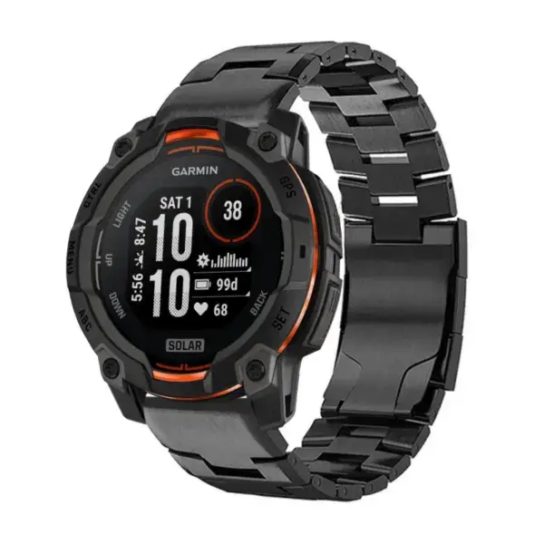 g.m14.mb Main Black StrapsCo Vented Titanium Bracelet for Garmin Instinct 3 – 45mm