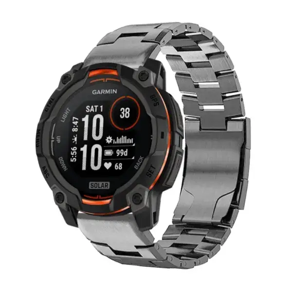 g.m14.gb Main Gunmetal StrapsCo Vented Titanium Bracelet for Garmin Instinct 3 – 45mm