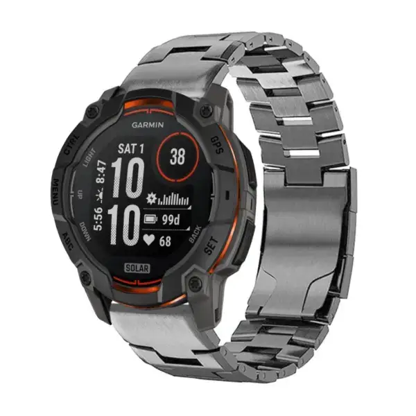 g.m14.gb Main Gunmetal StrapsCo Vented Titanium Bracelet for Garmin Instinct 3 – 50mm
