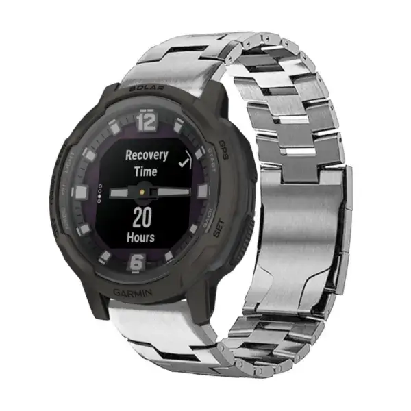 g.m14.ss Main Silver StrapsCo Vented Titanium Bracelet for Garmin Instinct Crossover